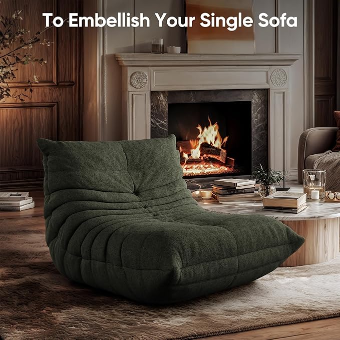 OTDMEL Bean Bag Chair for Adults, Fireside Togo Chair, BeanBag Chairs for Teens with High-Resilience Memory Foam, Non-Slip Base Compression Floor Lounge Sofa for Living Room, Bedroom