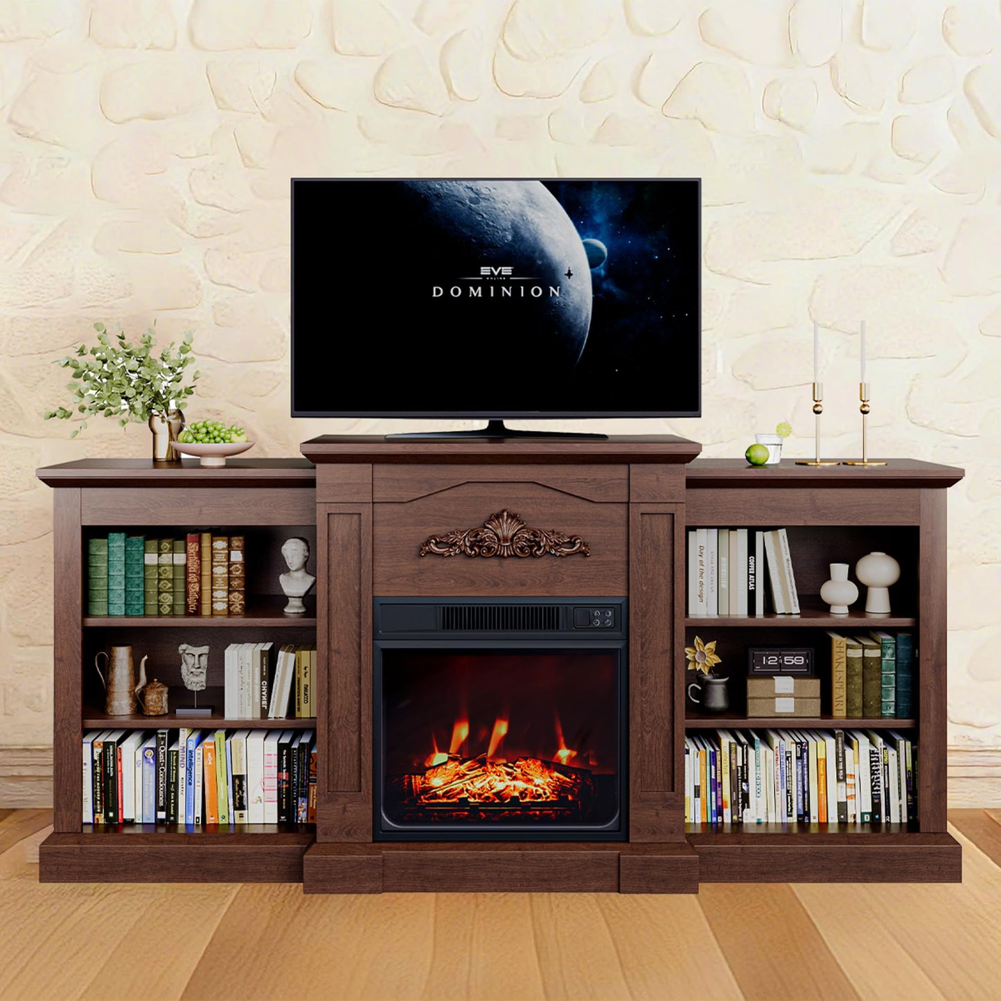 67" Recessed Electric Fireplace - 1500W WiFi Heater, 12 Flame Colors, Wall Mounted & Remote Control, Low Noise Insert for Living Room&Bedroom