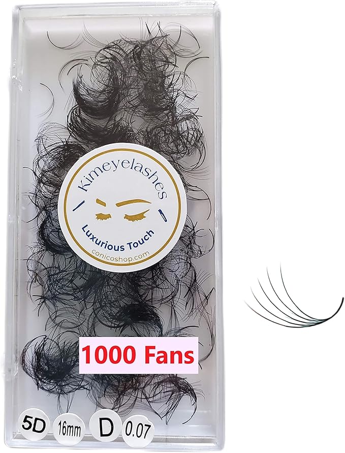 5D 1000 Premade fans Volume loose Fans C, D Curl 0.07. Handmade eyelash extensions supplies Russian volume lash promade fan (5D - Curl C, 13mm)