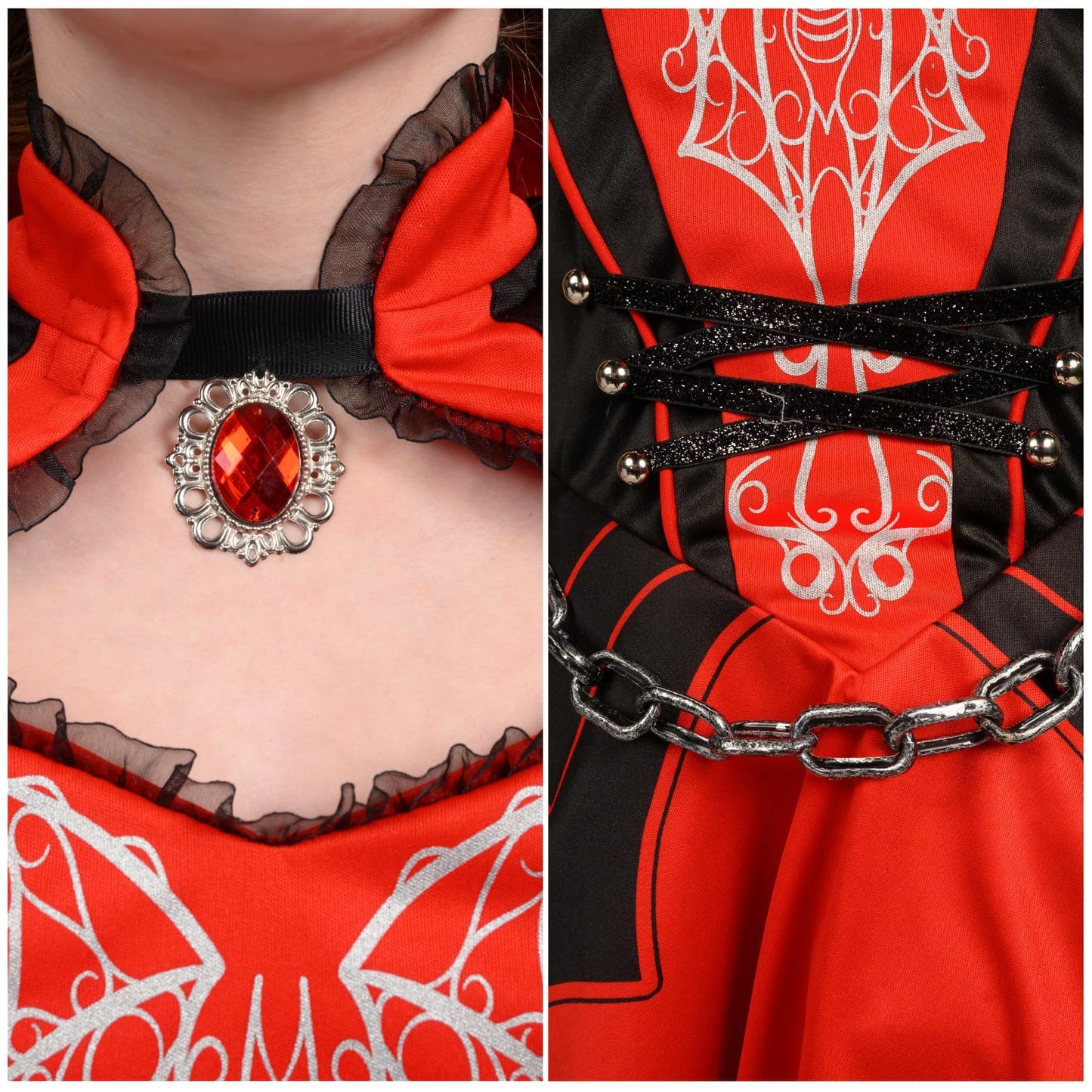 Spooktacular Creations Halloween Girls Vampire Costume, Red Dark Vampire Dress Costume for Girls Halloween Dress up, Role-Playing and Parties