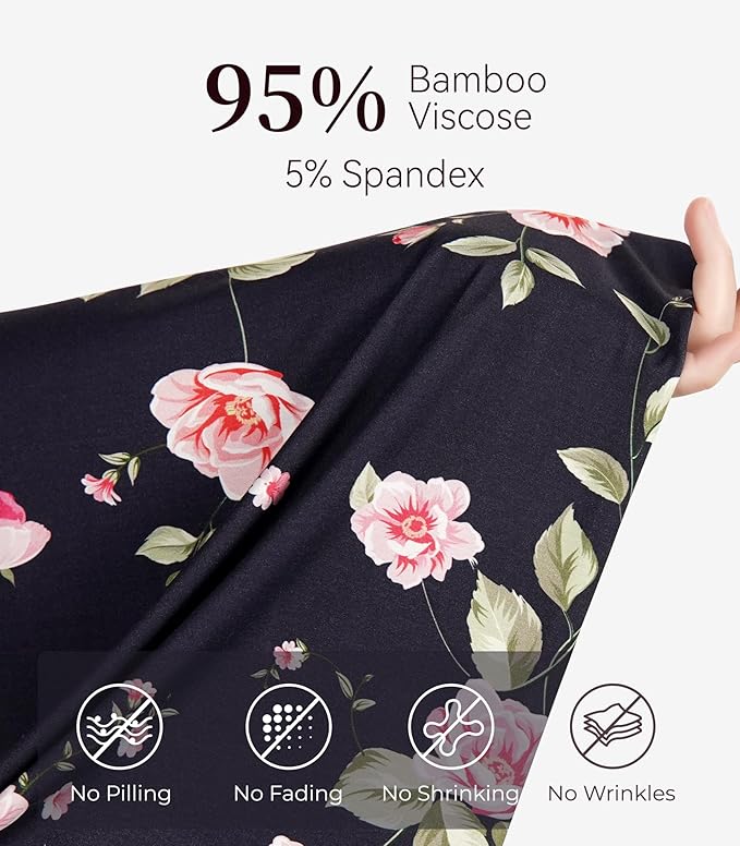 NACHILA Pajamas for Women-Viscose from Bamboo, Ribbed Racerback Tank Top Sexy Split Shorts Pajama Sets Cooling Sleep Cami Pjs