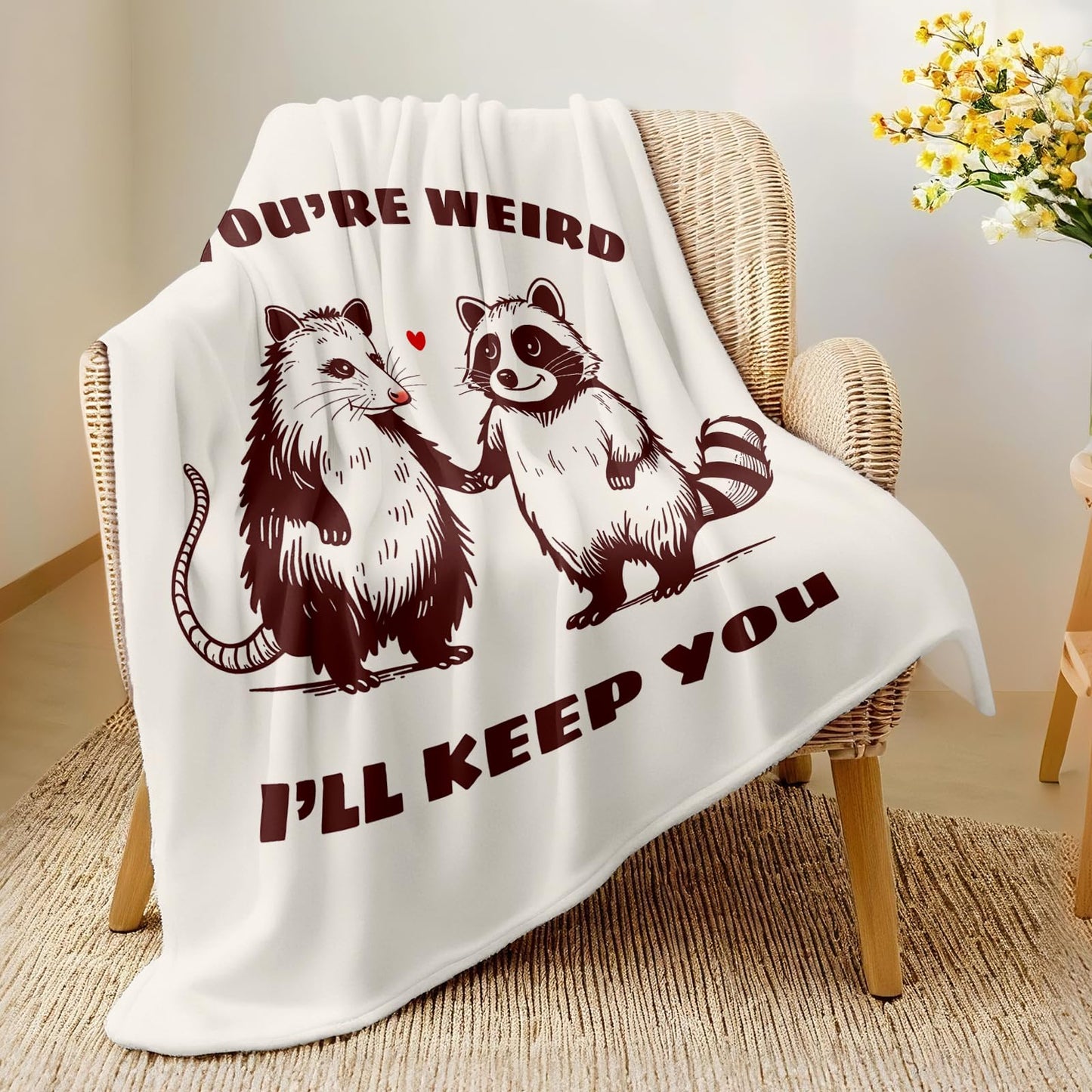 Purdicra Best Friend Birthday Gifts for Women Friendship, Friendship Gifts for Best Friend Women, Cozy Best Friends Throw Blanket, Cute Raccoon and Opossum Blanket 60"x50"