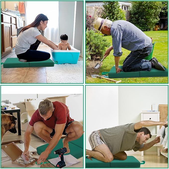 OFiSEXPT Kneeling Pad, Soft Foam Cushion for Knee Support, Water Resistant, Gardening, Baby Bath, Workout Supplies, Lightweight(Green)