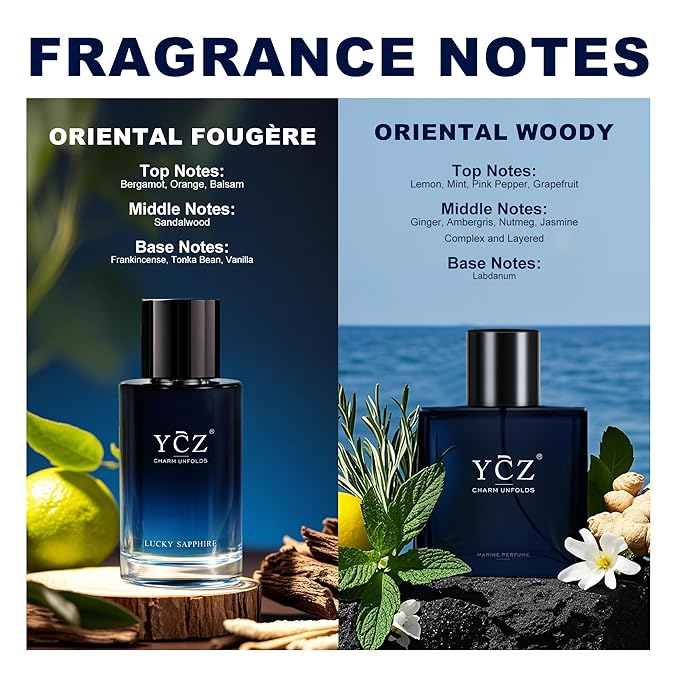 Ycz Eau de Parfum Ocean Savage Perfume Set, 1.7oz(50ml) Woody Citrus Scent and Sweet Flower Fruit Men Perfume, Highquality Long Lasting, Sleek Bottle Design, Christmas Gifts Ideal