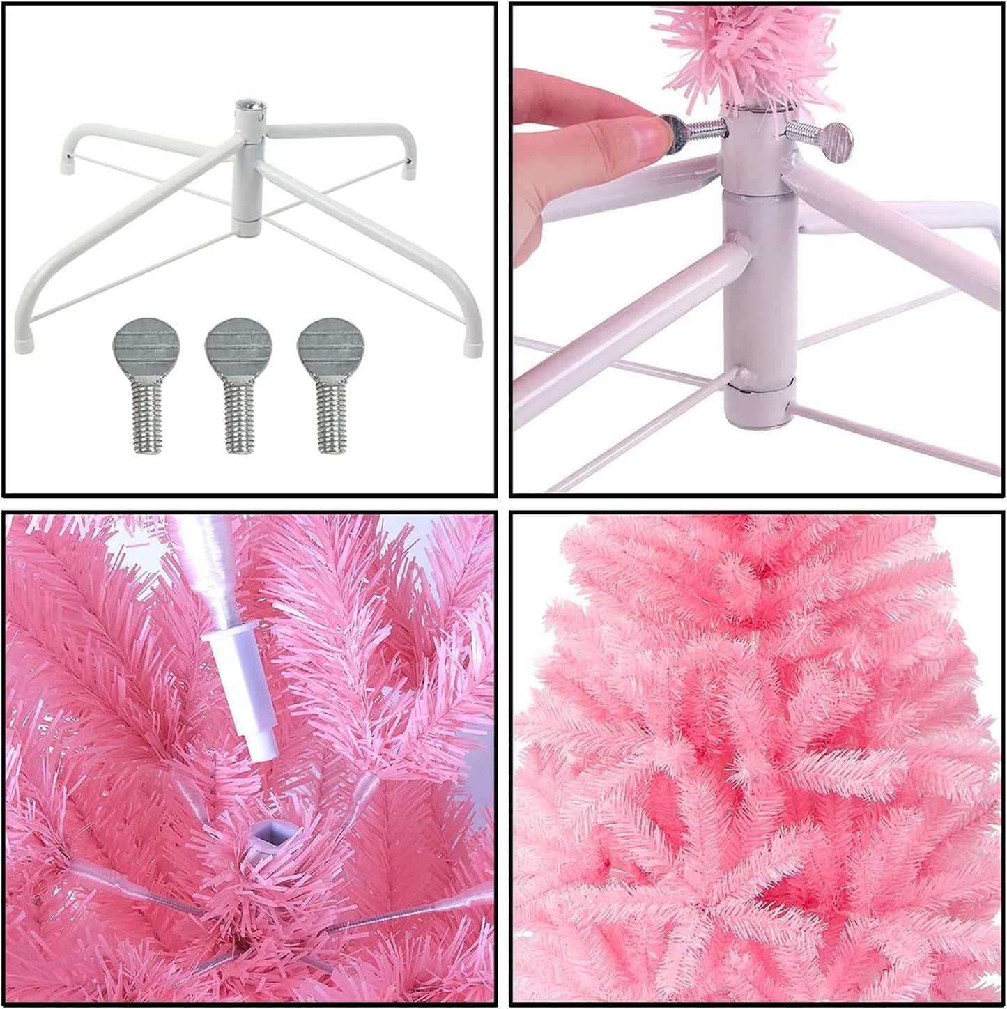 4FT Artificial Christmas Tree, Xmas Pine Tree with Metal Xmas Tree Stand,Pink Christmas Tree for Holiday, Home, Office, Party Decoration