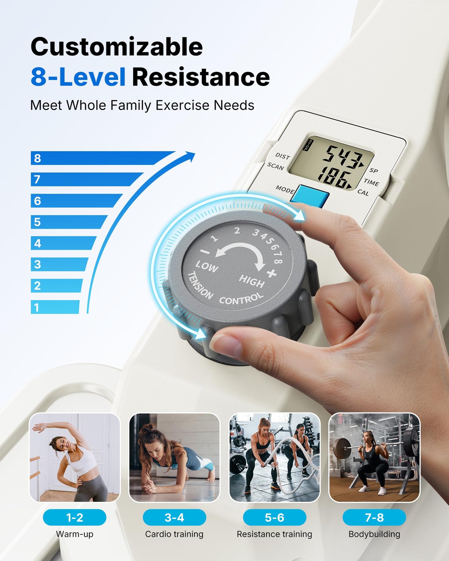 Sitting Under Desk Elliptical Machine, Leg Exerciser While Sitting for Seniors, Seated Pedal Exerciser, Quiet & Portable Pedal Exerciser with 8 Resistance Levels, Work from Home Fitness