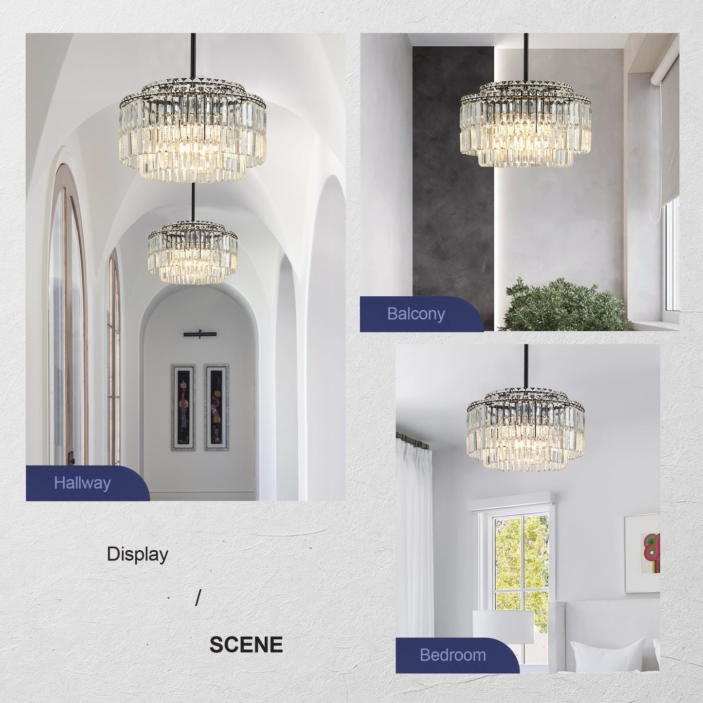 lighceac Modern 17.6“ Black Crystal Chandelier Ceiling Light Fixtures for Dining Room Luxury Glam 8-Light Crystal Chandeliers Lighting for Bedroom Entryway Hallway Living Room Kitchen Island Foyer