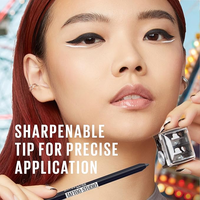 MAYBELLINE Tattoo Studio Long-Lasting Sharpenable Eyeliner Pencil, Glide on Smooth Gel Pigments with 36 Hour Wear, Waterproof, Aurora Flip, 1 Count
