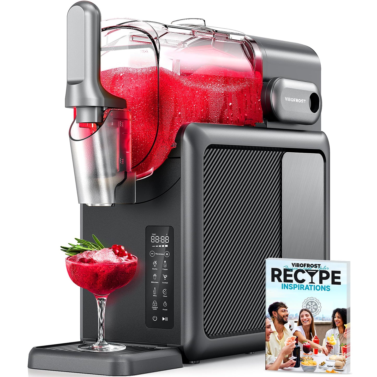 Slushie Machine for Home, 88 oz Frozen Drink Maker with Timer & Auto-Fresh Keep, Smart Display, Self-Cleaning, Quiet Operation, No Ice Needed, Perfect for Margaritas, Frappés, Milkshakes & More