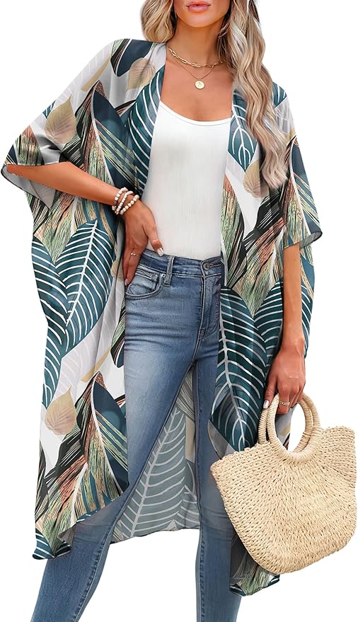 OFEEFAN Kimonos for Women Swimsuit Coverup Beach Casual Loose Cardigans for Swimwear