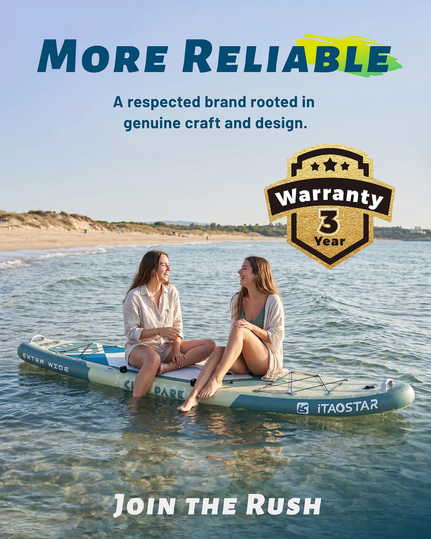 iTAOSTAR C03GP 35" Wide Paddle Board, More Fun SUP Board with 5 Fins，12 Foot Stand Up Paddle Board with Premium SUP Accessories for Adults of All Skill Levels