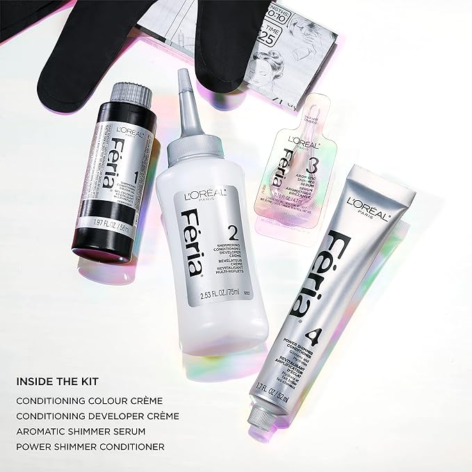 L'Oreal Paris Feria Midnight Bold Multi-Faceted Permanent One-Step Hair Color Kit, No Bleach Required, Twilight Haze
