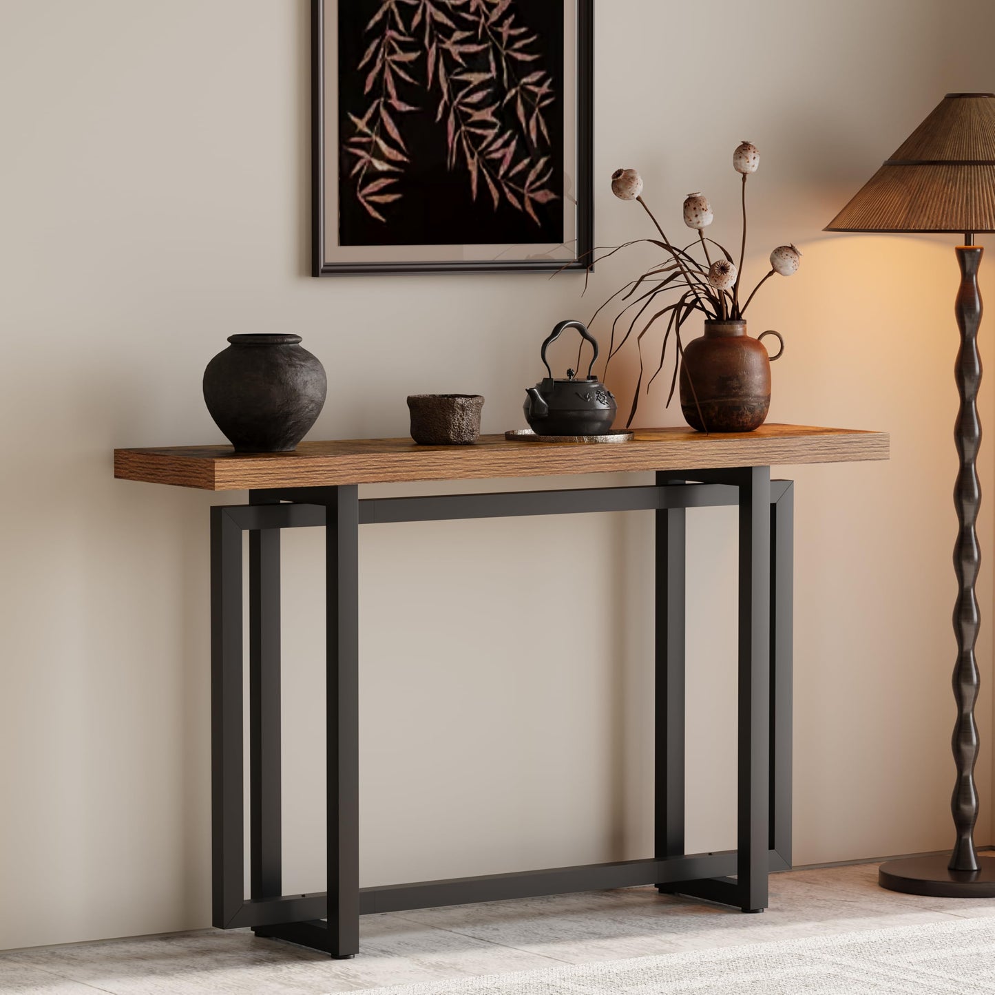 NinPeen 51 Inch Long Rustic Console Table Behind Couch，Narrow Sofa Table，Industrial Entryway Table for Entryway，Living Room，Hallway