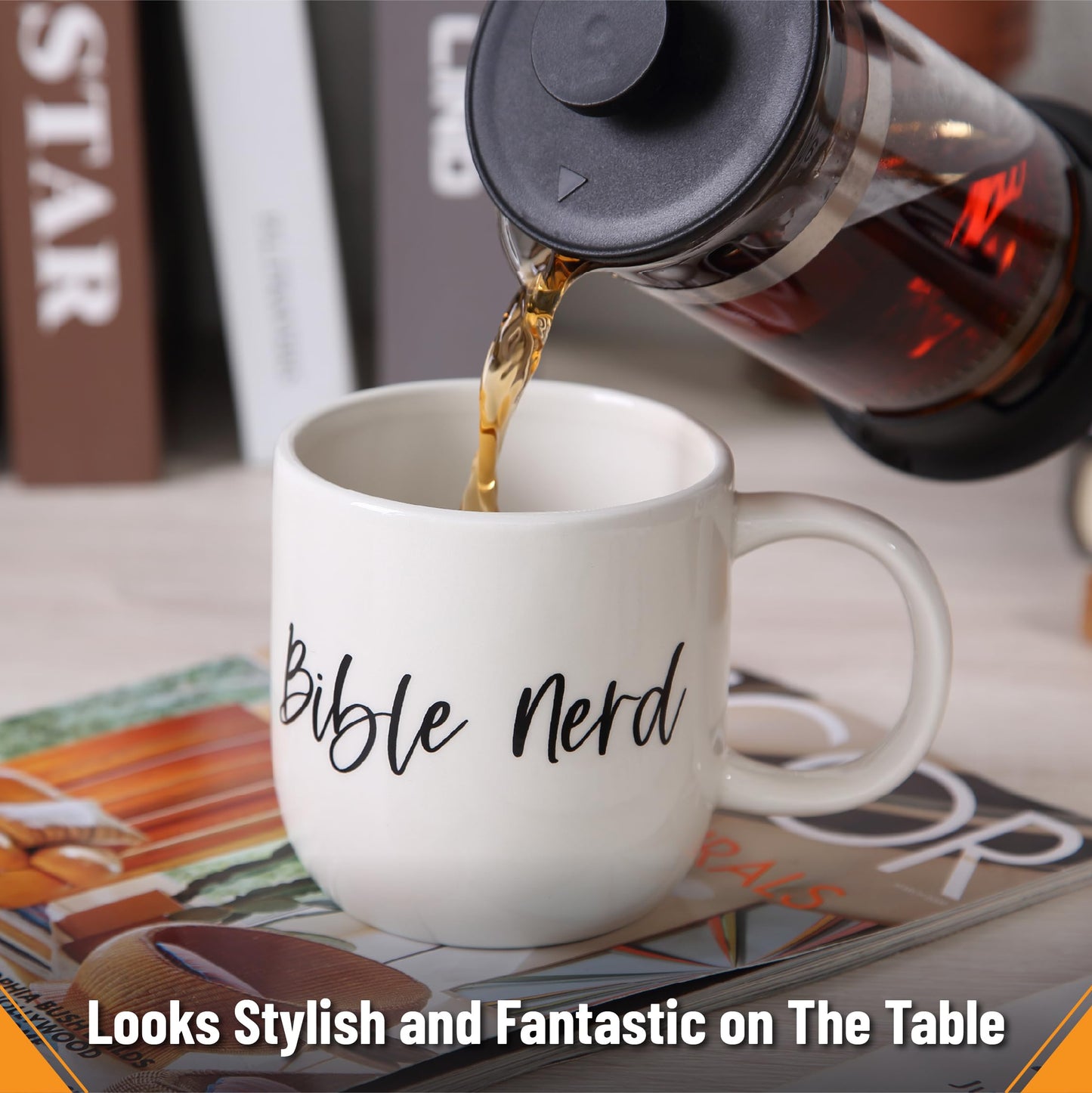 Mr. Pen- Christian Coffee Mugs for Women & Men, 15 oz, White with Bible Theme Design, Christian Mugs for Women, Coffee Cup Ceramic, Cute Tea Cups, Microwave Safe
