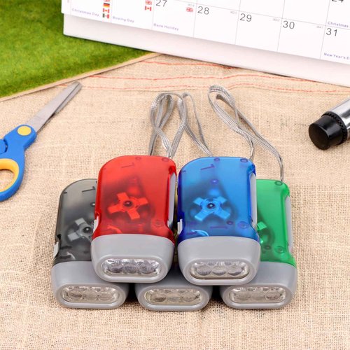 Droutti 60 Pcs Hand Crank Flashlight Handpress Flashlights 3 LED Powerful Emergency Safety Tool Manual Powered Light No Battery Required Torch for Camping Hiking Outdoor Sports