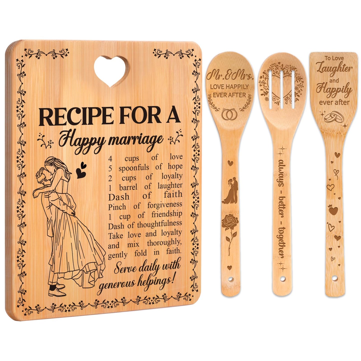 Bridal Shower Bachelorette Gifts for Bride Groom, Wedding Gifts for Couples 2025 - Happy Marriage Cutting Board Set for Newlyeds Newly Engaged Couples Bride to Be Wedding Shower