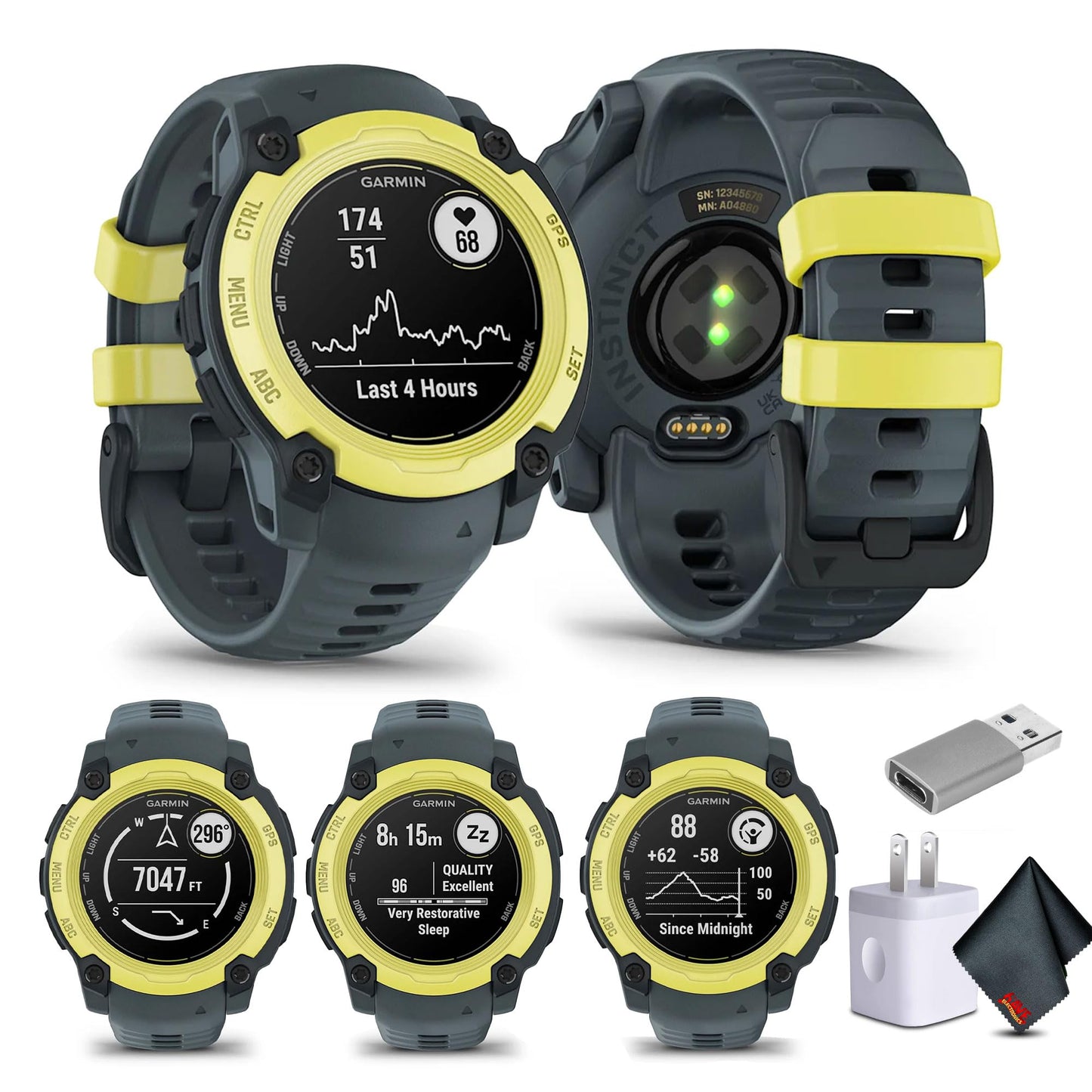 Garmin Instinct E 40Mm, Outdoor Gps Smartwatch, 24/7 Health Monitoring, Up To 14 Days Of Battery Life, Electric Lime/Twilight 01