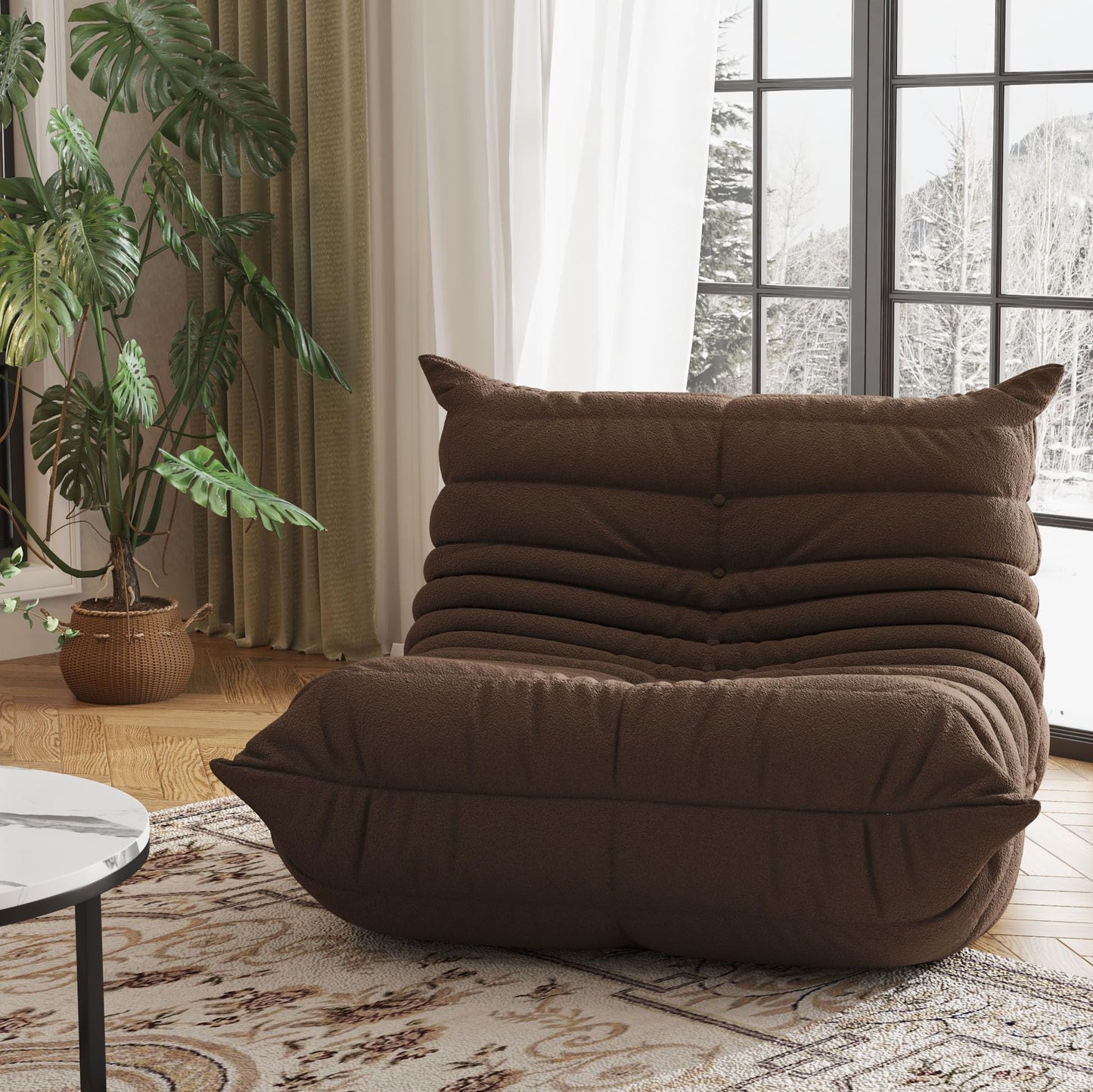 Bean Bag Chair, Fireside Chair, Large Bean Bag Chair for Adults, Bean Bag Chairs for Teens with High-Resilience Foam, Non-Slip Base Floor Lounge Sofa,Living Room (Coffee, Single)