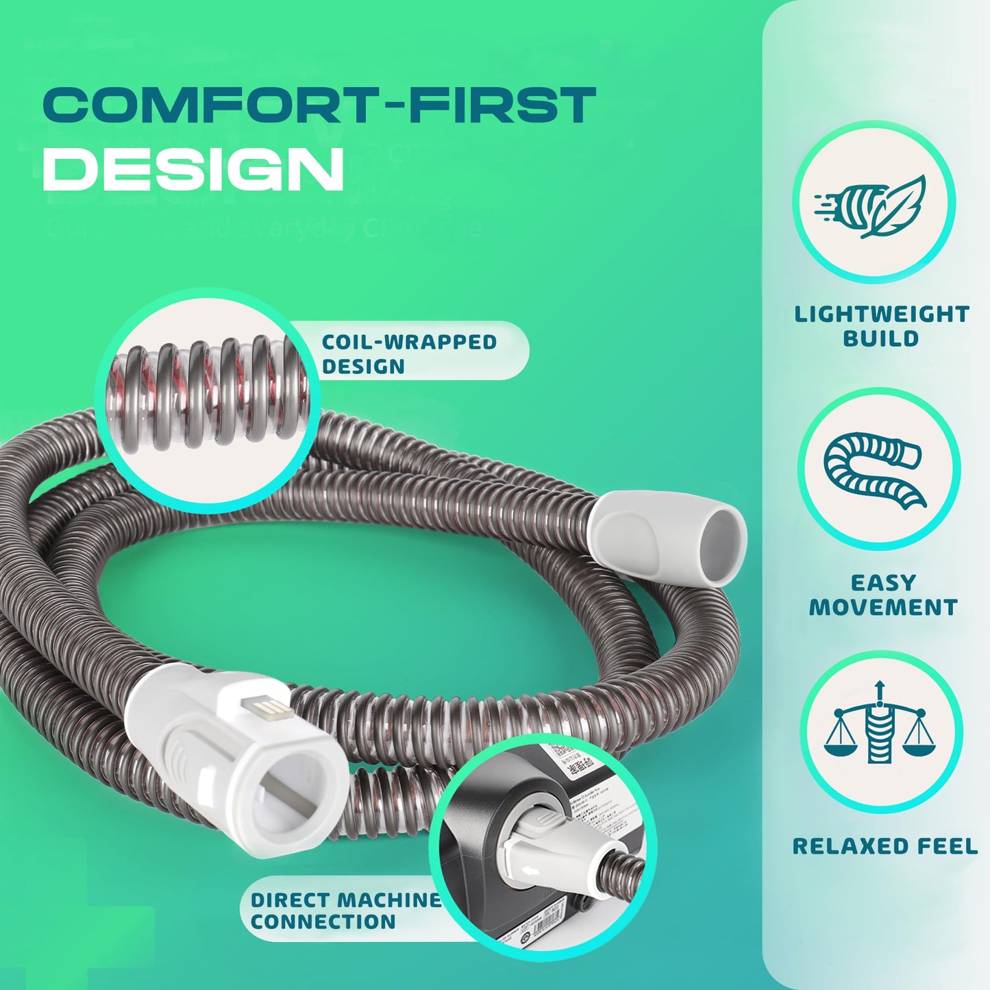 Expanza Airsense 10 Tubing Replacement - Built In Heating Wire | Straight Connector For Machine End - Elbow Free | Compatible With AirSense 10 And AirCurve 10 Models | AirSense 11 Has A Different Fit
