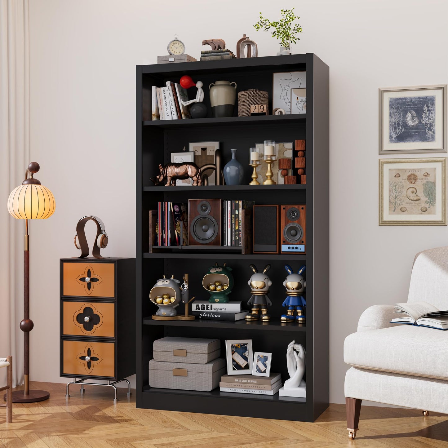 ZONLESON Shoe Cabinet,5 Tiers Heavy Duty Metal Freestanding Shoe Rack,55" Tall Shoe Rack with Open Storage Shelf for Entryway,Living Room,Garage (Black, 5 Tier-55 H*27.6" W*11.8" D)