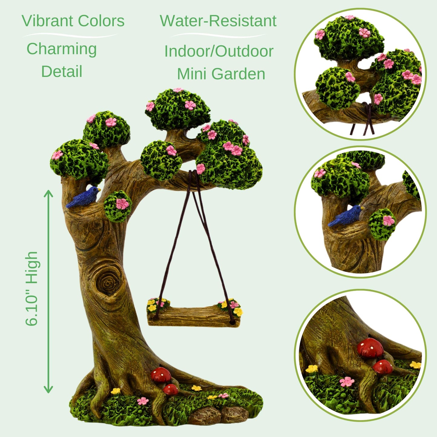 PRETMANNS Fairies for Fairy Garden – Cute Accessories Kit for Indoor or Outdoor Miniature Garden – Figurines, Tree Swing & Puppy Included – 4 Piece Set