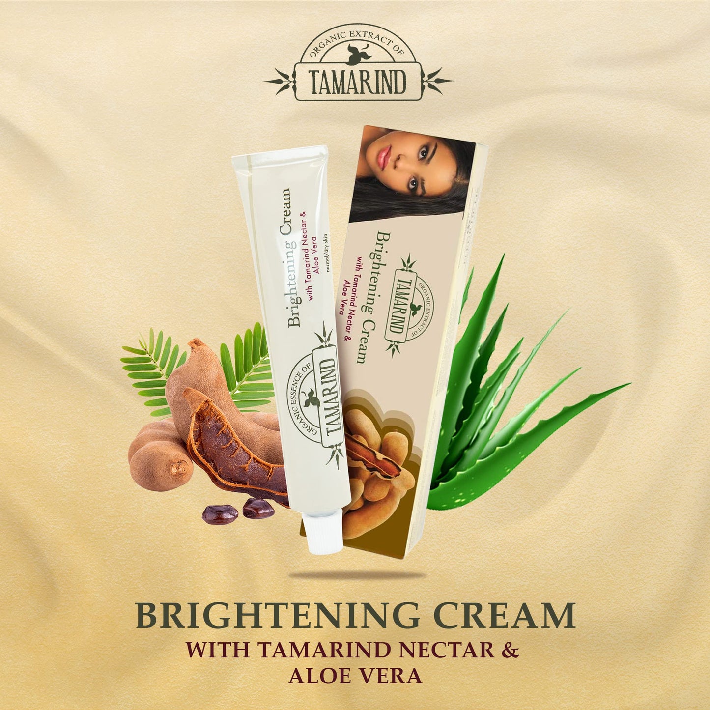 Organic Extract of Tamarind, Skin Brightening Cream - 1.7 fl oz / 50 ml - Dark Spot Cream for Hands, Knuckles, Body, Face, Under