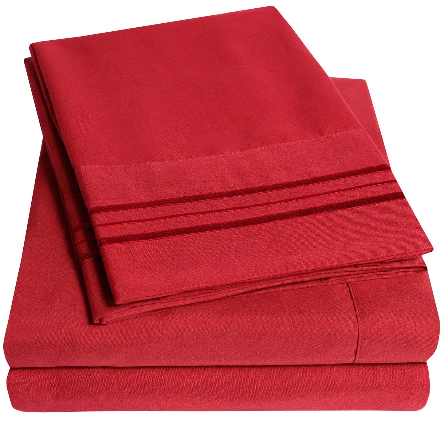 1500 Supreme Collection California King Sheet Sets Red - Luxury Hotel Bed Sheets and Pillowcase Set for California King Mattress - Extra Soft, Elastic Corner Straps, Deep Pocket Sheets Red