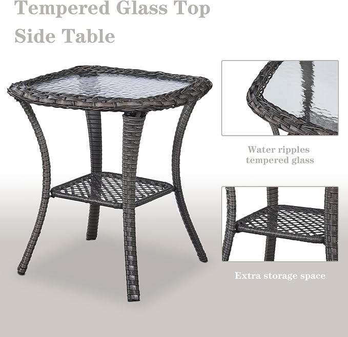 Belord Patio Furniture Set Swivel Rcoker - 3 Pieces Outdoor Glider Rocking Chairs with Small Side Table, Wicker Chair Sets for Porch, Balcony and Garden