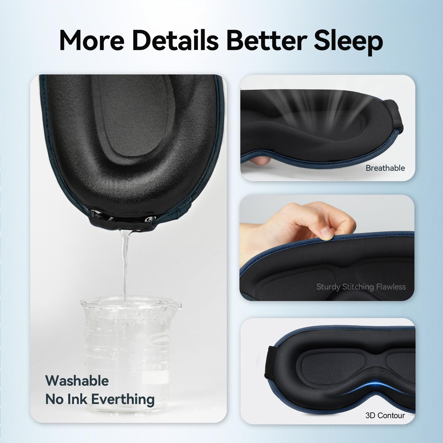 Weighted Sleep Eye Mask for Men: 3D Blackout Zero Pressure Sleep Mask for Stress Relief, Deep Sleep & Comfortable Naps, Meditation, Yoga, Office Workers, College, Airplane Travel Essentials, Blue