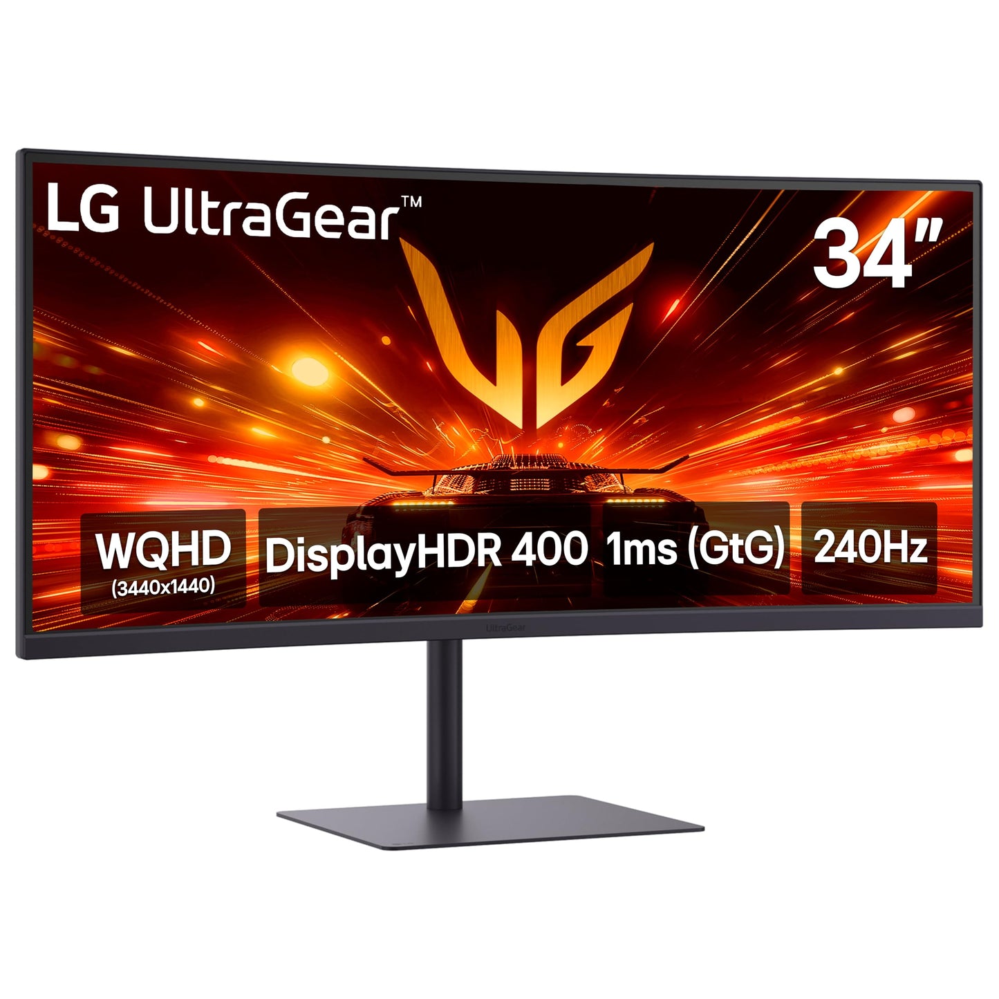 LG 34G630A-B 34-Inch Ultragear WQHD (3440 x 1440) Curved Gaming Monitor, 240Hz, 1ms, FreeSync Premium, DisplayHDR 400, Built-in Speaker, HDMI, DisplayPort, USB Type-C, Tilt/Height/Swivel Stand, Black
