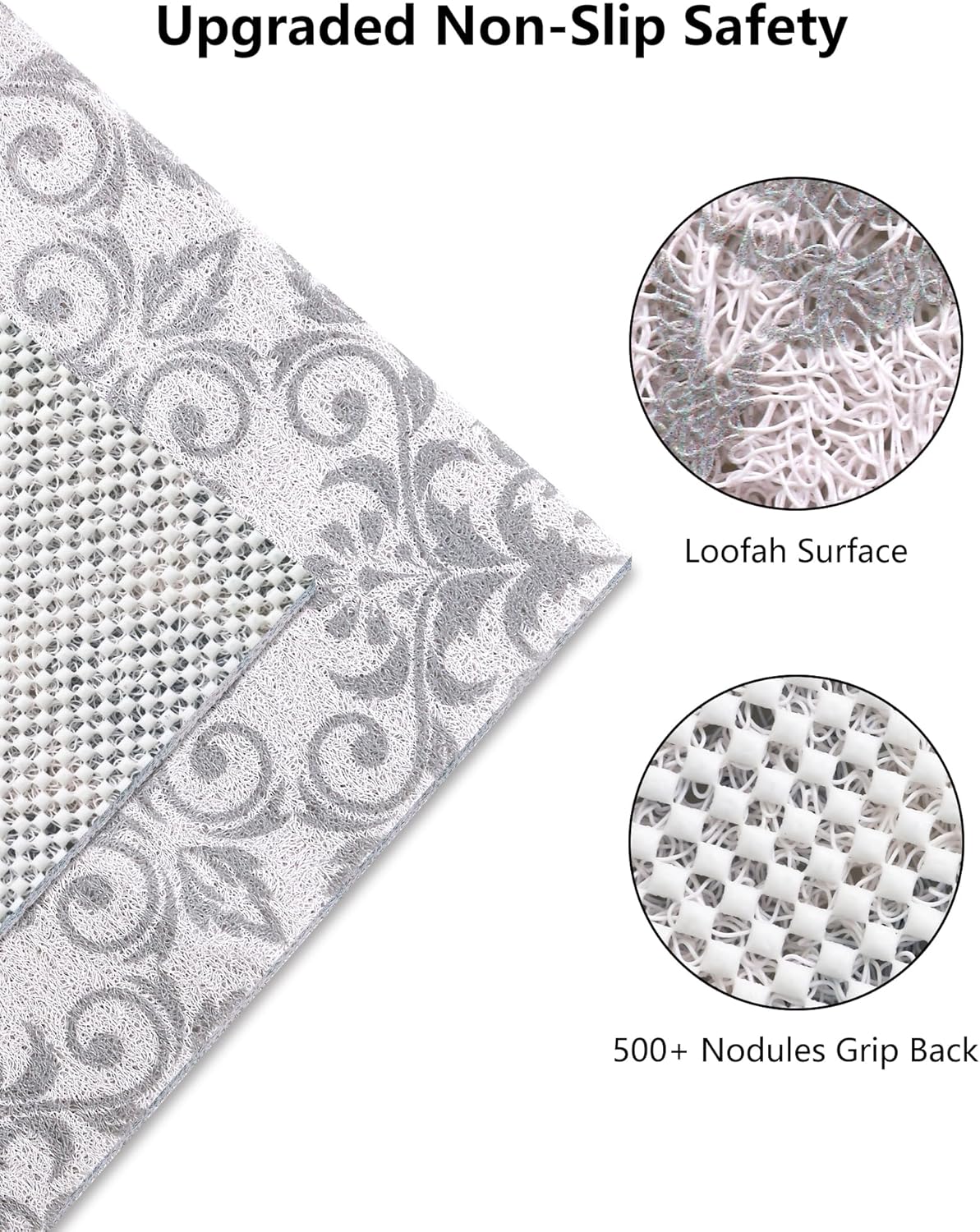 Bathtub Mat Non Slip, Yonala 24 x 16 Inch Premium Non Slip Shower Mats for Inside Shower, Soft Trimmable PVC Loofah Anti Slip Shower Mat, Fast Drying Shower Floor Mat for Bathroom, Home, Bath Tub