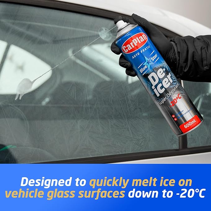 CarPlan De-Icer Aerosol, 21 fl oz (Pack of 12) – Blue Star De Icer for Car Windshield, Fast-Acting Defroster for Windows, Works in Extreme Cold -20C