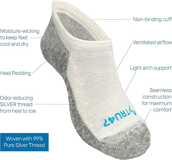 TRU47 Grounding & Earthing Products | Grounding Socks | Socks Made With 99.99% Pure Silver Thread