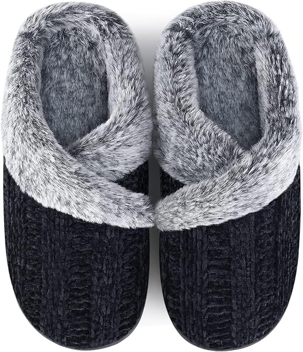 Slippers for Women Fuzzy House Slip on Indoor Outdoor Bedroom Furry Fleece Lined Ladies Comfy Memory Foam Female Home Shoe...