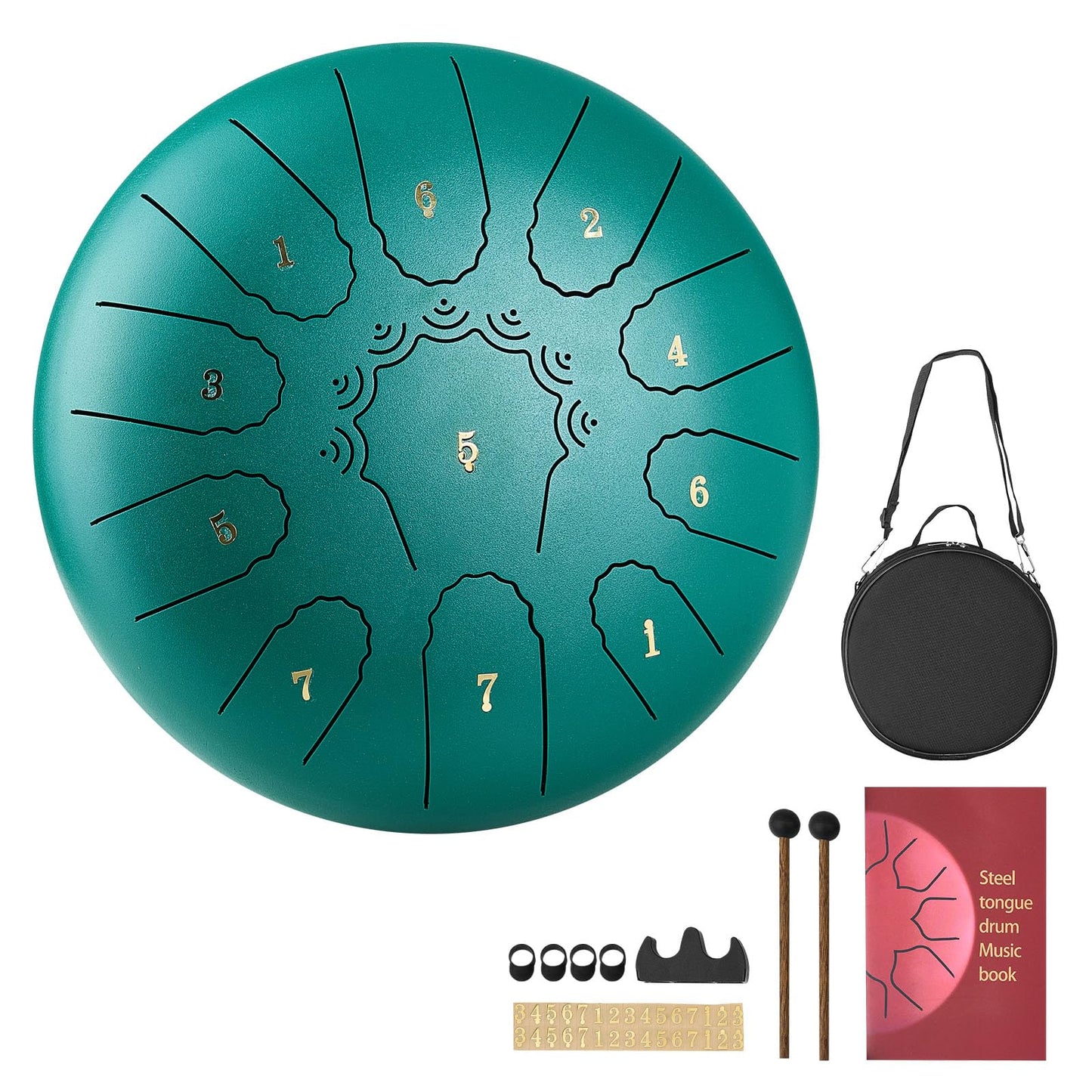Vevor Steel Tongue Drum, 10 In 11 Notes Rain Drum For Outside Garden, C Major Musical Drums With Music Book & Mallets, Percussio