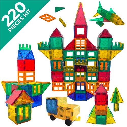 Tytan TILES 220-Piece SUPERSIZED Magnetic Tiles Building Set, 1000s of Creations, Large 3D Castles, Massive Vehicles, & Rocket Ships, Kids’ STEM Toy, Architecture, Innovative Play, Ages 3 and Up