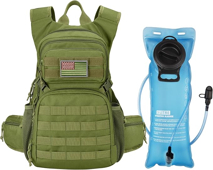 CVLIFE Tactical Hydration Backpack with 3L TPU Water Bladder, 22L Hiking Backpack for Men Women, Heavy Duty Molle Water Ba...