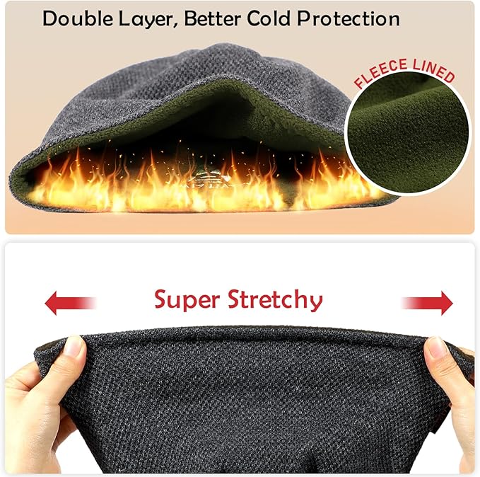 Lvaiz Mens Winter Beanie Hat Warm Fleece Lined Skull Cap for Men Reversible Women Windproof Watch Hat Knit Warm Unisex Beanie