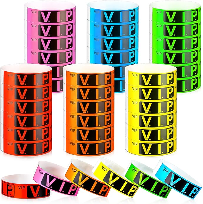 Teling 600 Pcs VIP Wristbands for Events Waterproof Paper Wristbands VIP Bracelets Bands Lightweight Events Bracelets for ...