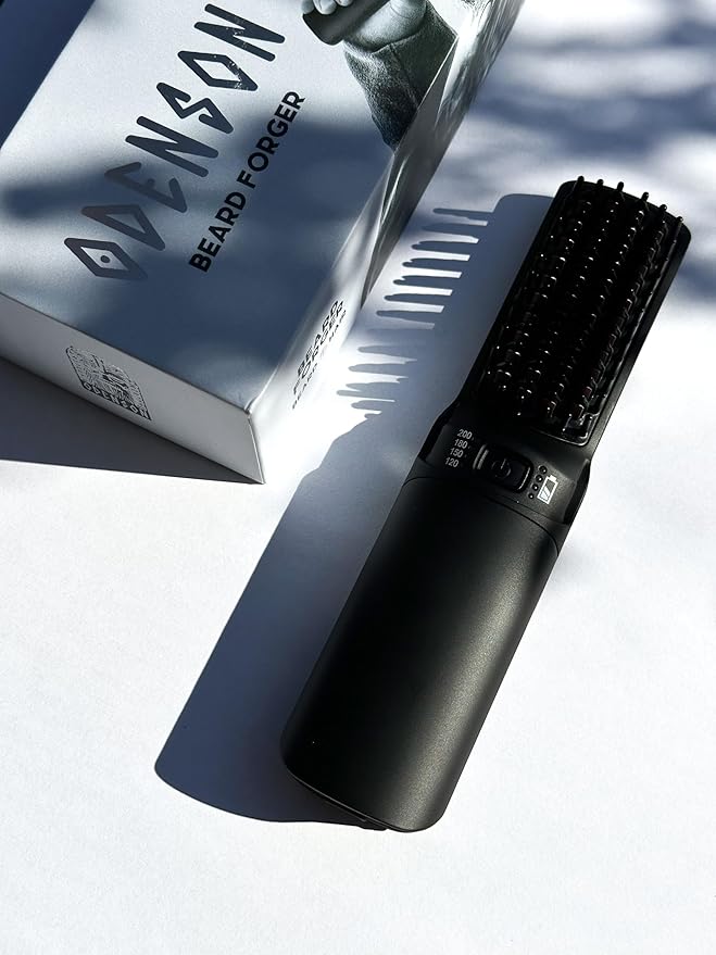 Odenson Beard Forger - Ultimate Tool, Cordless Heated Brush and Straightener for Beard and Hair, Heated Comb for Beard Styling and Care