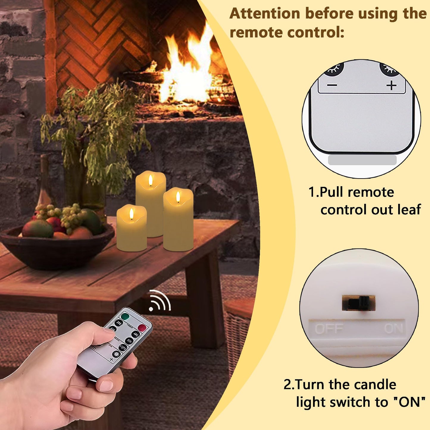 VIEWELLD Flickering Flameless Candles with Remote and Timer, Realistic LED Candles, Battery Operated Candles for Christmas Home Wedding Birthday Decoration, Real Wax Set of 3(Ivory White)