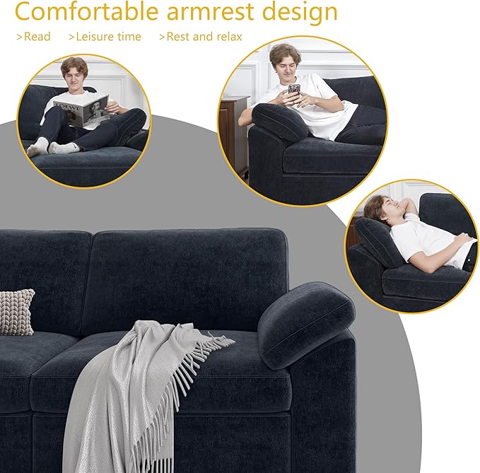 EASE MOOSE Oversized Modular Sectional Sofa, Extra Large L Shape Sectional Couch,Comfty Wide Deep seat Modular Sofa for Living Room, Removable Cover,Blue