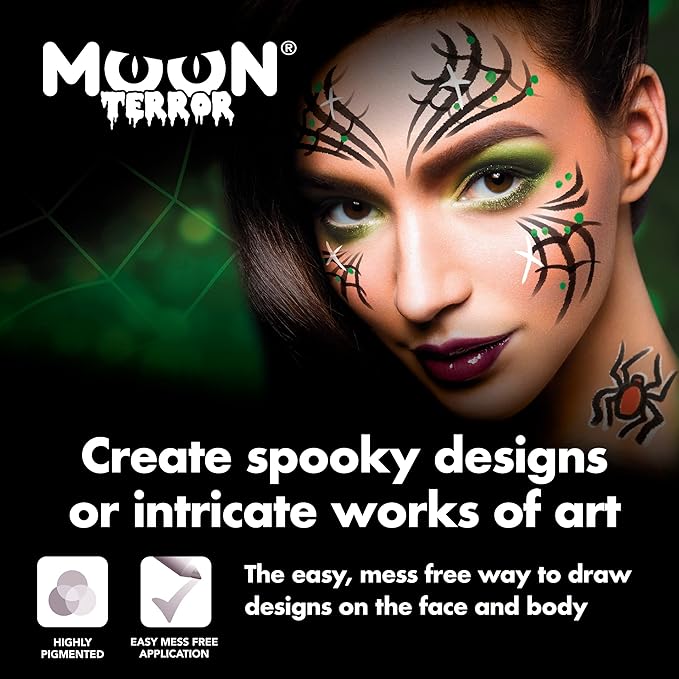 Halloween Face Paint Stick Body Crayon by Moon Terror, SFX Make up - Midnight Black - Special Effects Make up - 0.12oz