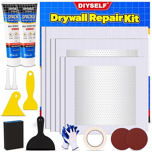 DIYSELF 18 Pack Drywall Repair Kit, Spackle Wall Repair for Nail Holes, Drywall Patch Kits, Hole Putty Filler for Small Hole Repair, Wall Patch Repair Kit for Home, Apartment, Nursery
