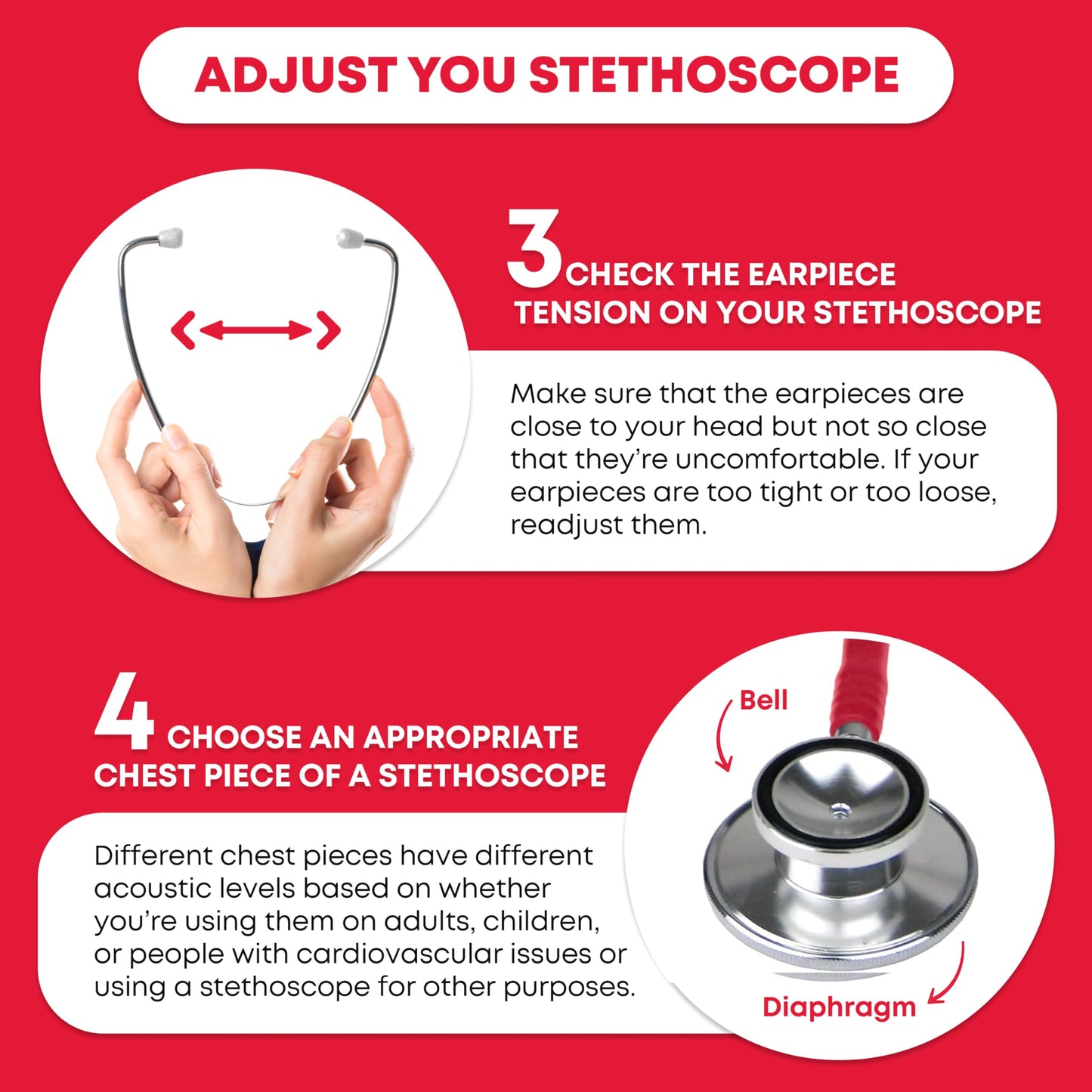 Ever Ready First Aid Dual Head Stethoscope - Red