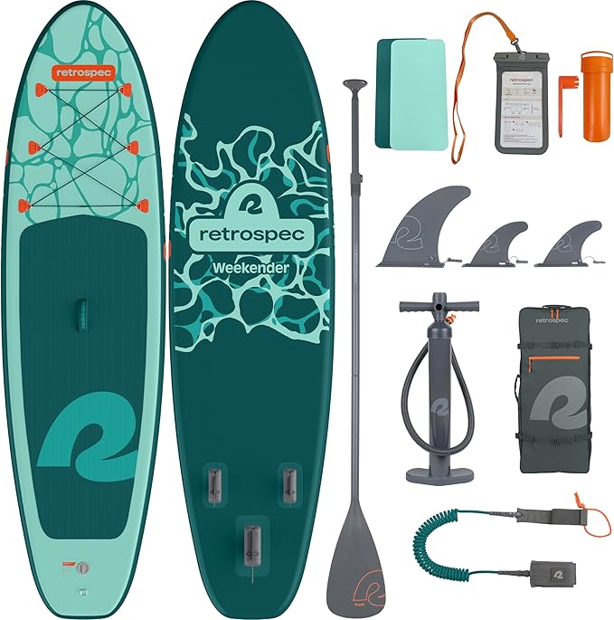 Retrospec Weekender Inflatable Stand Up Paddle Board Includes Paddle, Pump, Travel Bag and Accessories 10’6” Lightweight I...