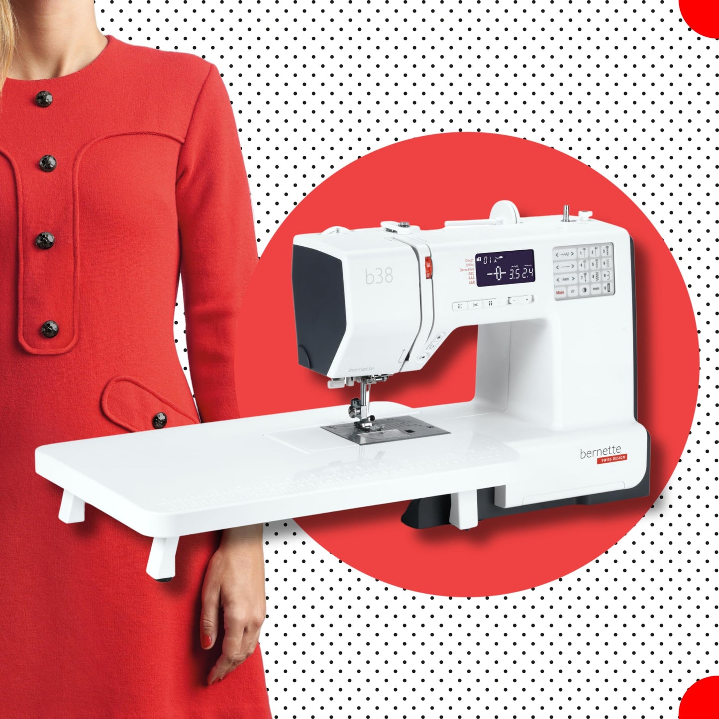 Bernette B38 Computerized Sewing Machine for Quilting & Embroidery with Free Tote Bag – Heavy-Duty, Portable with LCD Display for Seamless Stitching & Creative Sewing Projects