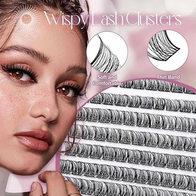 FADLASH Lash Clusters Kit 12-18mm Eyelash Cluster Lashes with Lash Bond and Seal Lash Tweezers DIY Lash Extension Kit (F4-07D-12-18 Kit)