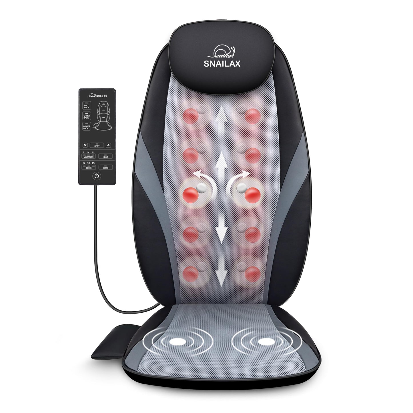 Snailax 2026 Upgraded Shiatsu Roller Back Massager with Heat Massage Chair Pad Kneading Back Massager for Pain Relief Deep Tissue Chair Massage Pad for Office Home