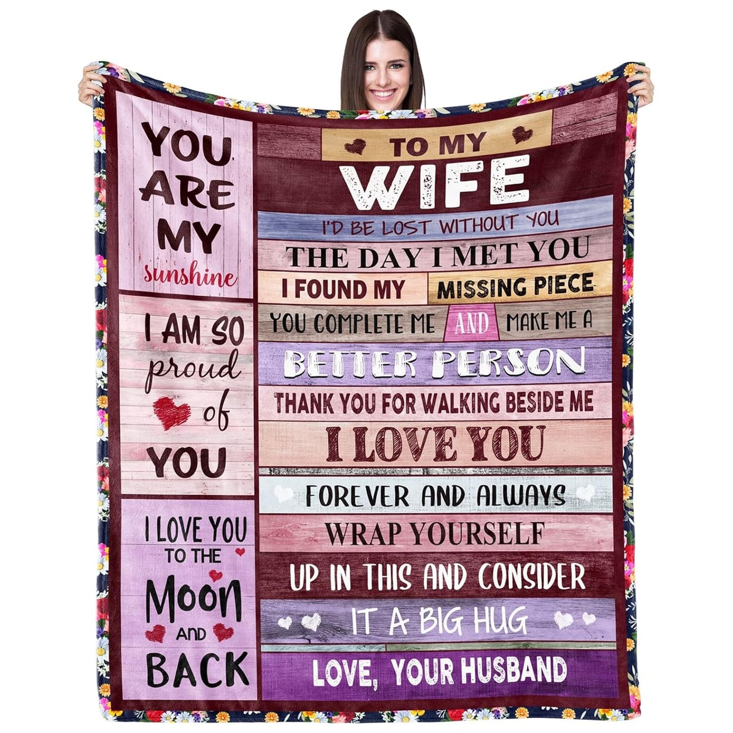 JTUOW Blanket for Wife - Romantic Anniversary Birthday Present from Husband - I Love You Warm Gift for Christmas, Valentine's, Mother's Day